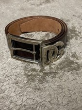 Dolce&Gabbana Men DG Logo Belt Genuine Leather Red Brown Good condition Luxury