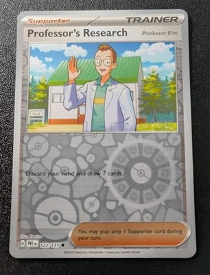 Pokemon Prismatic Evolutions Professor's Research Reverse Holo C Trainer 123/131