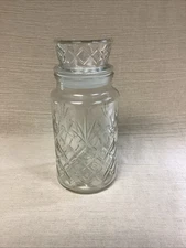 1983 Mr Peanut Clear Glass Canister Planters Jar Airtight Lid Diamond Design VTG