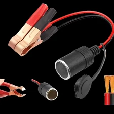12V Car Battery Clip to Cigarette Lighter Socket High Power Pure Copper Adapter 