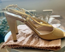 Miu Miu by Prada sling back heels peep toe tan with sculpted heels Sz 39 (8.5)us