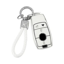 PIFOOG White Key Fob Cover for Mercedes Benz GLC For Benz-B, and Silver