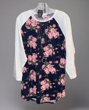 NEW 2.0 LuLaRoe 2XL Navy Blue Green Pink Red Rose Floral Randy Baseball Tee