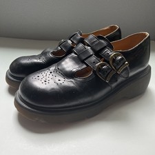 Vtg Dr. Martens Made in England Black platform Mary Jane men 6, wms 8 Y2K