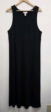 VTG Talbots Sleeveless Maxi Tank Dress Size Medium Slinky Stretch Black USA