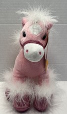Animal Alley Plush Pink Pony/Horse With White Fur  Sparkly Pink Hooves 9  Tall