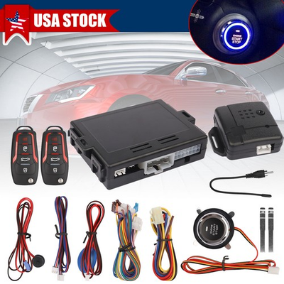 #ad Car Keyless Entry Engine Start Alarm System Push Button Remote Starter Stop Kit $35.95