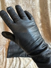 Vtg Women  s Leather Black Long Gloves Size Small Made In Italy Lined