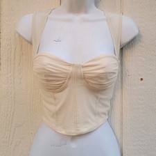 Women's Cream Corset Tie Back Bustier Sz XS Romantic Whimsy Fairy