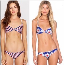 NWT Wildfox Reversible Daisy  Stripe Bikini Swim Set 123467