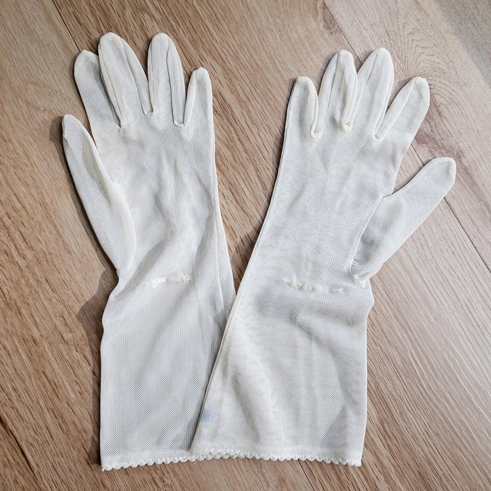 Guantes Mujer Vintage Lote de 3 Suade Blanco/Crema/Beige Foto 4 de 4