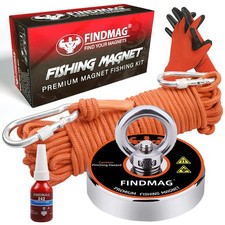 FINDMAG Super Strong Neodymium Fishing Magnets Kit, 500 LBS Pulling Force Mag...