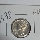 1938 Mercury Dime AU Uncirculated Silver 10C