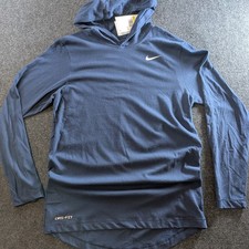 Nike Dri-FIT Hooded Long Sleeve Tee Men  s Small Navy Blue Workout Top NWT
