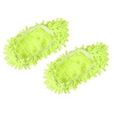 2Pcs Washable Cleaning Shoes Cover Multifunction Chenille Mop Slippers Green