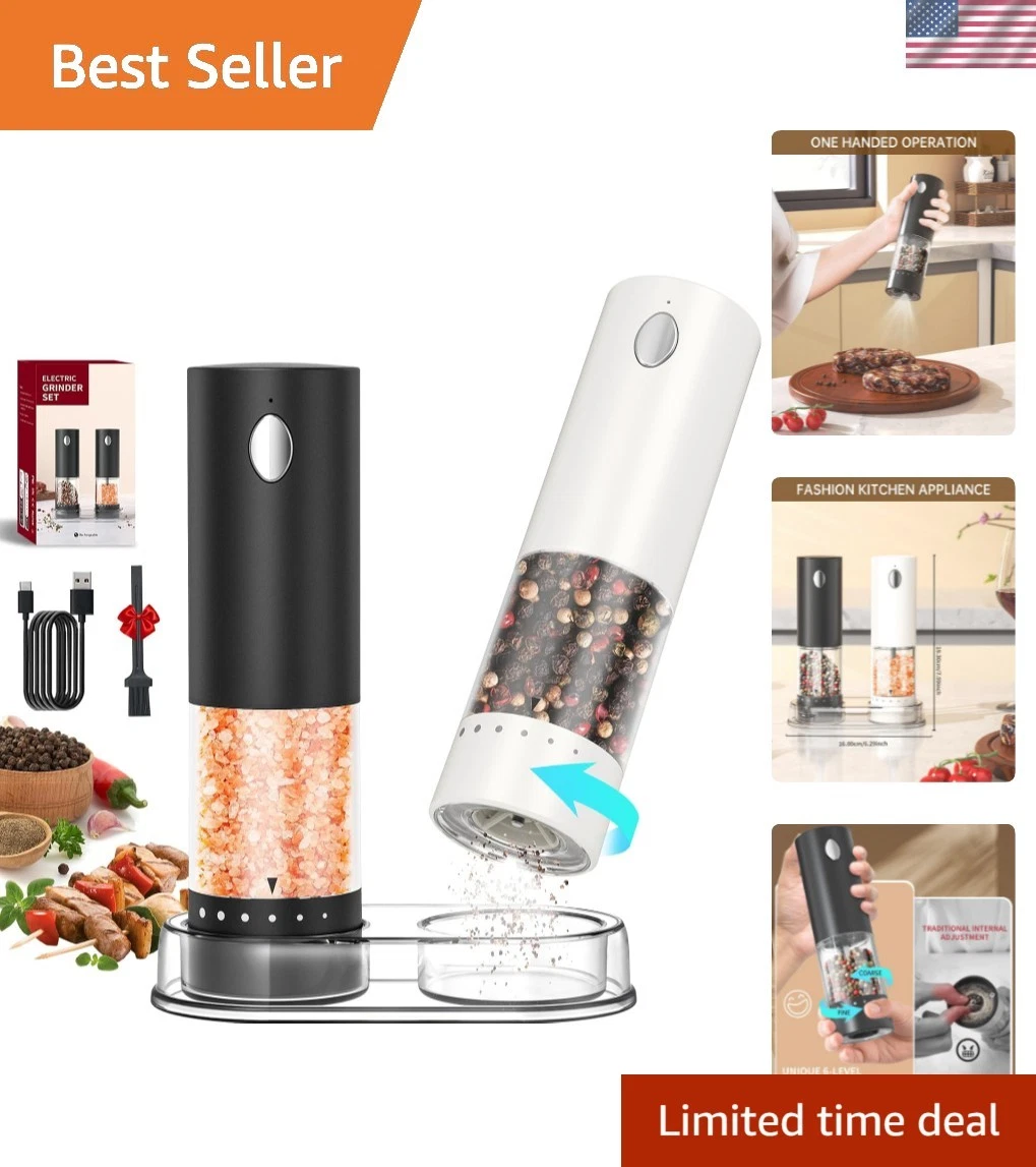 Electric Salt and Pepper Grinder Set Rechargeable Salt and Pepper Mills with ...