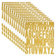 12 Sheets Alphabet Stickers, Gold Self Adhesive Vinyl Letter Stickers Aesthet...