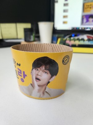 BTS Kim Taehyung V Compose Coffee Cup Drink Sleeve Yellow Korea