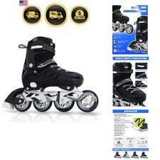 Adults Adjustable Inline Skates, Safe and Durable Roller Skates with Giant Wh...