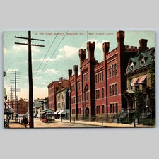 Postcard 2nd Regt. Armory Meadow Str. New Haven Conn.