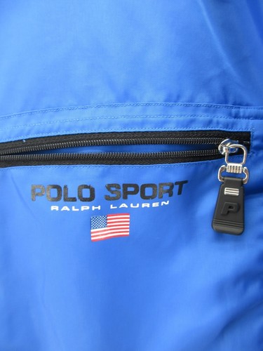VINTAGE Ralph Lauren Polo Sport Jacket Men Medium Blue Windbreaker Full Zip 90s* - Picture 4 of 15