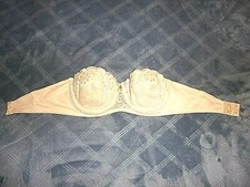 34B Vintage Unbranded Lightly Lined Lace Overlay Underwire Strapless Bra 269