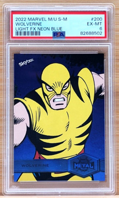 2022 MARVEL METAL UNIVERSE SPIDER-MAN WOLVERINE LIGHT FX NEON BLUE PSA 6