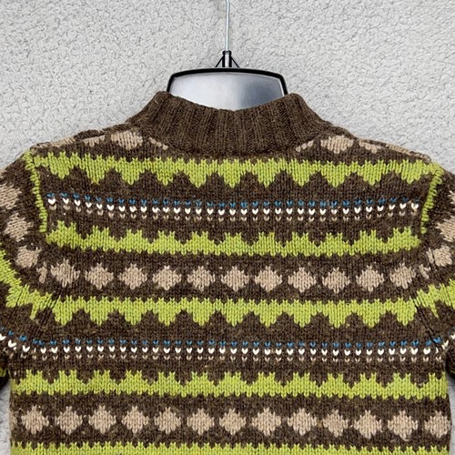 Janie & Jack Sweater Boys Sz 6 Brown Green Fair Isle Full Zip Wool Blend Winter - Picture 9 of 10