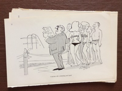 A2q Ephemera 50er Jahre Cartoon Ich erkläre dieses Schwimmbad geöffnet
