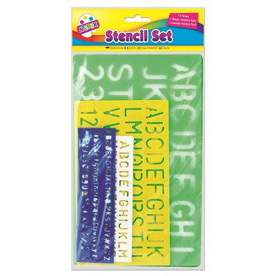 4 KUNSTSTOFFSCHABLONEN ALPHABET OBERBUCHSTABEN & ZAHLEN A-Z & 0-9 SCHILD SCHREIBEN