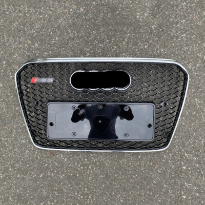 Fit For Audi A5 S5 2012-2016 RS5 Style Chrome Ring Honeycomb Front Bumper Grille
