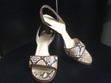 Vintage CHRISTIAN DIOR SOULIERS Snakeskin Leather Sandals Heels Shoes Size 8