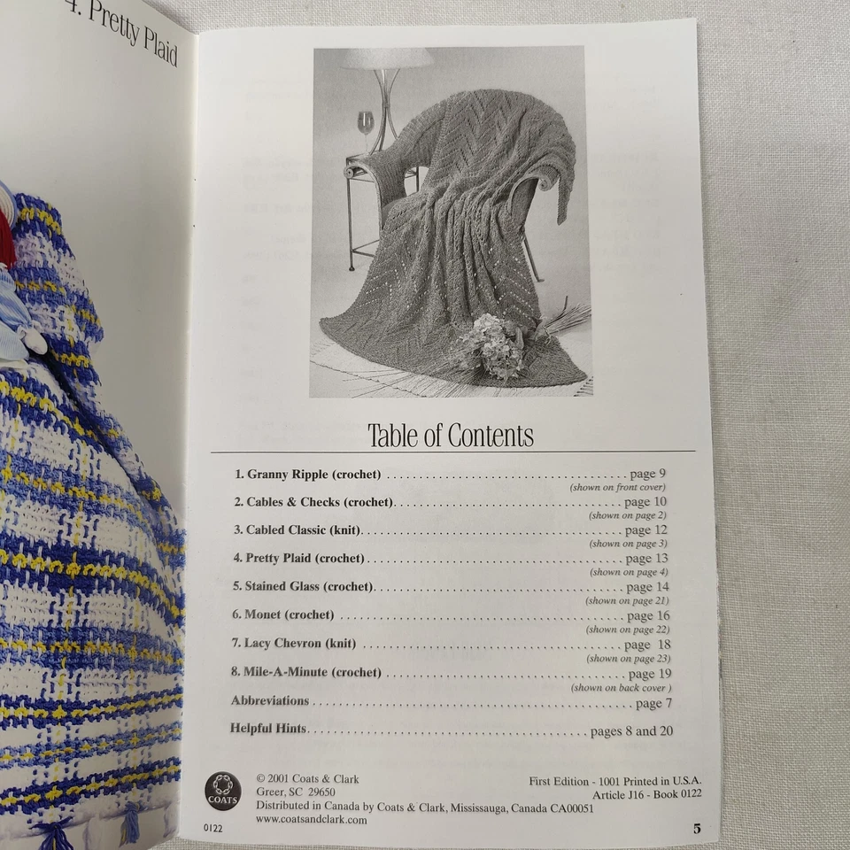 2001 Red Heart Crocheted Afghans Knit & Crochet Yarn Design Pattern Book # 0122 - Image 3 of 4