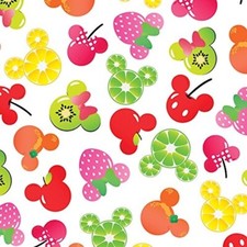 Disney Mickey and Minnie Mouse Fruits White 100 Cotton Fabric By the yard