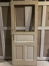 32x79" Half-Glass Antique Entry Door / needs glass
