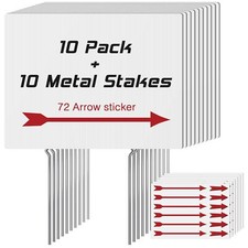 10 Pack Blank Yard Signs with StakesYard Sale Signs with Arrow Stickers 17" x...