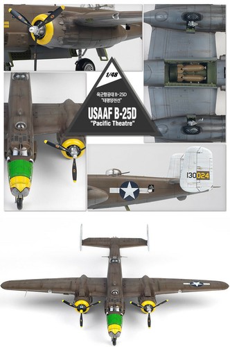 Academy Korea 1/48 USAAF B-25D Pacific Theatre Aircraft Bomber Plane Model Kits - Picture 6 of 7