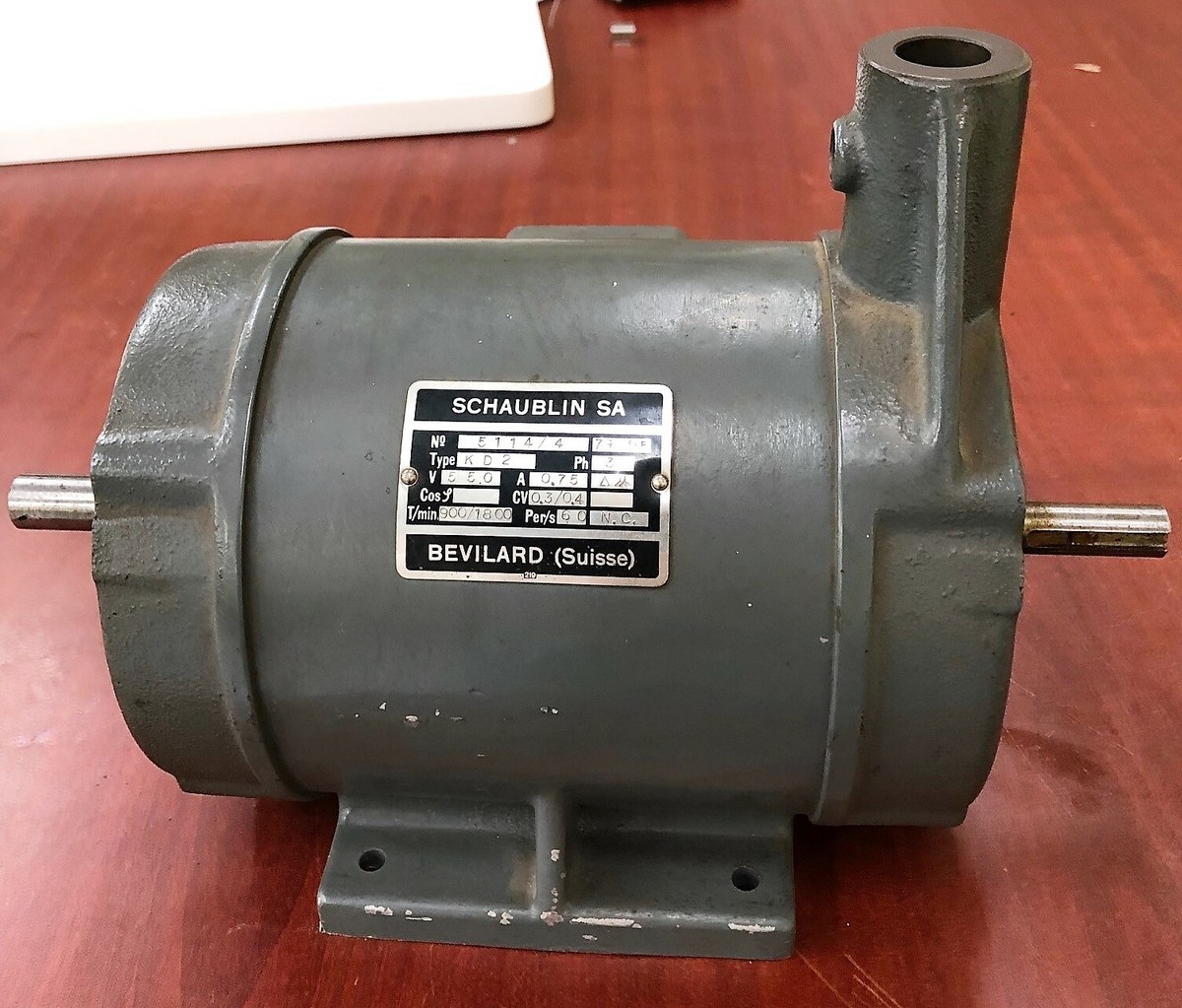 SCHAUBLIN 70 LATHE MOTOR 2 SPEED 0.3-0.4 HP, 550 VOLTS 3
