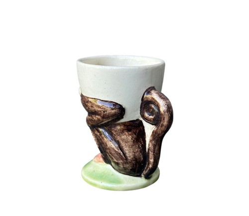 Rare French Antique Sarreguemines Monkey Egg Cup - Faience Animal Egg Holder - Picture 4 of 6