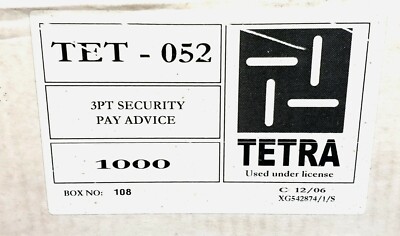 Tetra Tet-052 1000 x3 Teil Sicherheit Lohnberatung C Pix kontinuierlicher Traktorvorschub NEU