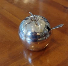 Vintage Apple Shaped Jar for Silver Brass Jam England 