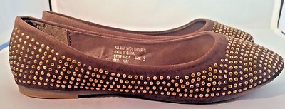 Josmo Brown Slip-Ons Beaded Ballerina Gold Beading  Girls Size 4  SALE!