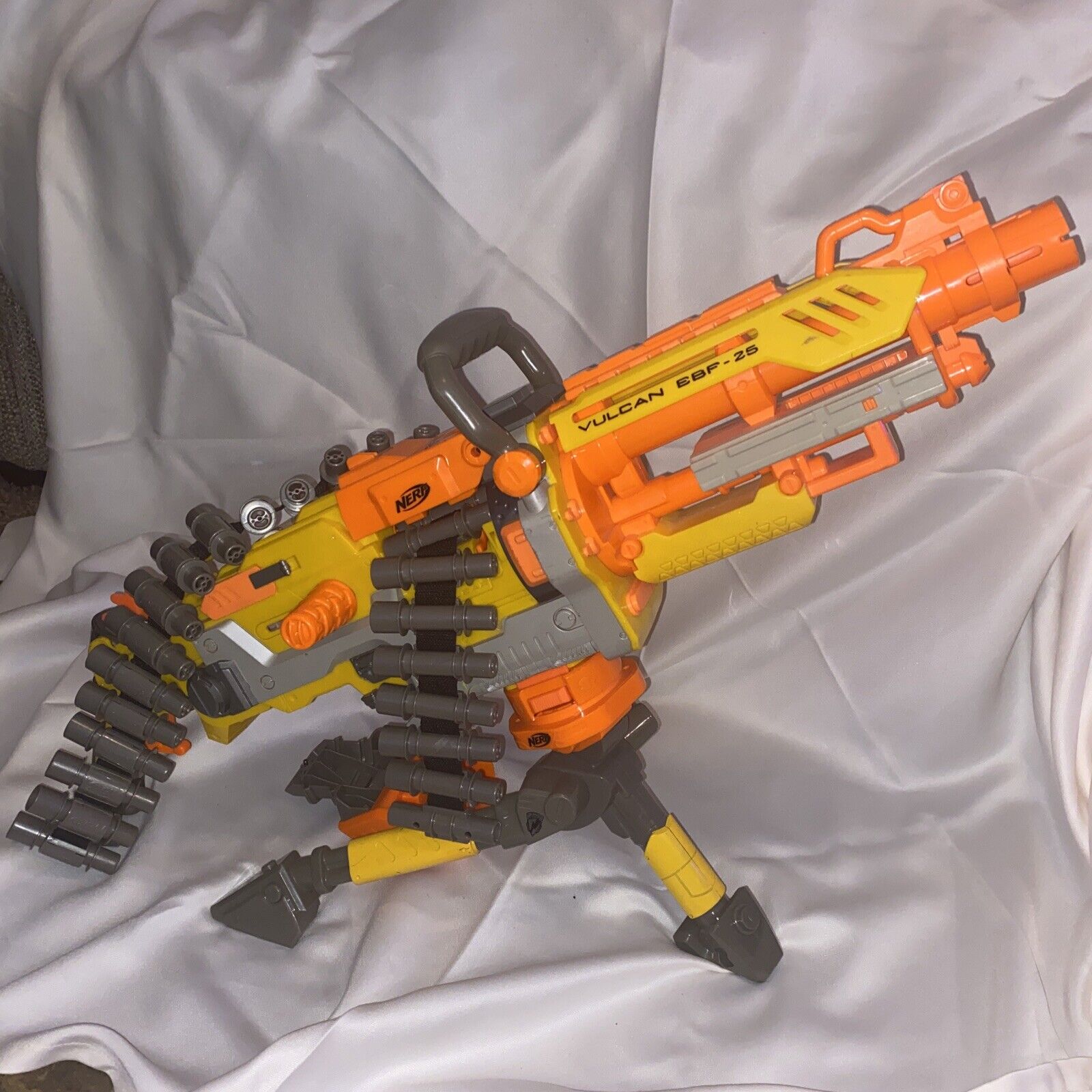 NERF N-STRIKE VULCAN EBF-25 GUN DART BLASTER W/ AMMO BELT &amp; TRIPOD Tested | eBay