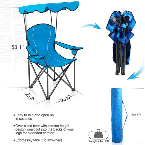 ALPHA CAMP Camping Chairs with Canopy Shade Outdoor Folding Chair Portable Chair - Picture 2 of 9
