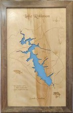 Lake Robinson, SC - Laser Cut Wood Map  Wall Art  Made to Order