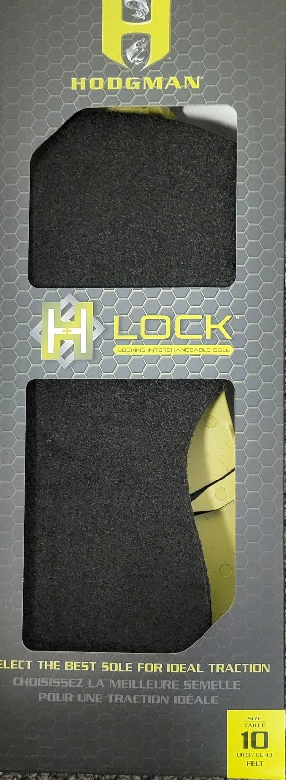 Hodgman HLOCKF10 Locking Interchangeable Soles Felt Black/Green Men's Size 10