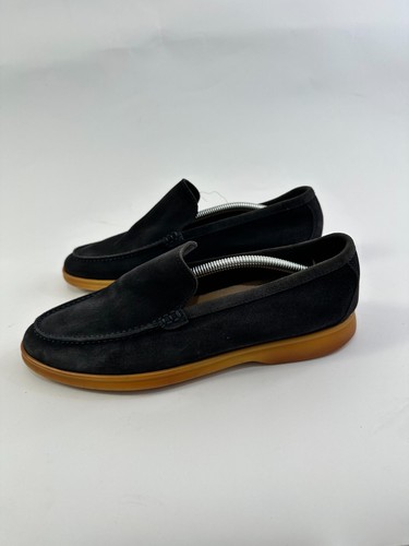 Loro Piana Black Suede Summer Walk Slip On Loafers Size 39 EU - Picture 5 of 9
