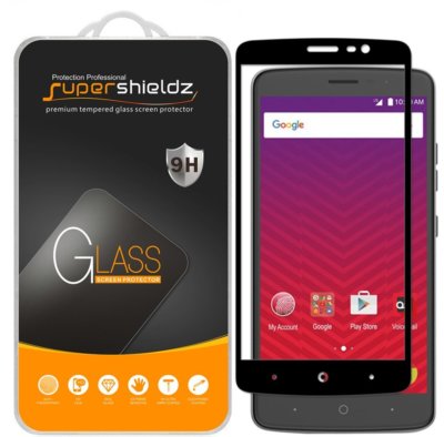 2x Supershieldz Full Cover Tempered Glass Screen Protector for ZTE Max Blue LTE