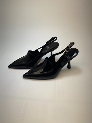 Jeffrey Campbell Womens Acclaimed Black Patent Leather Loafer Pumps Heels Sz 7.5