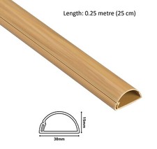 25 cm Long D-Line 30 x 15 mm Trunking Oak (Wood) Cable Management Hide Cover